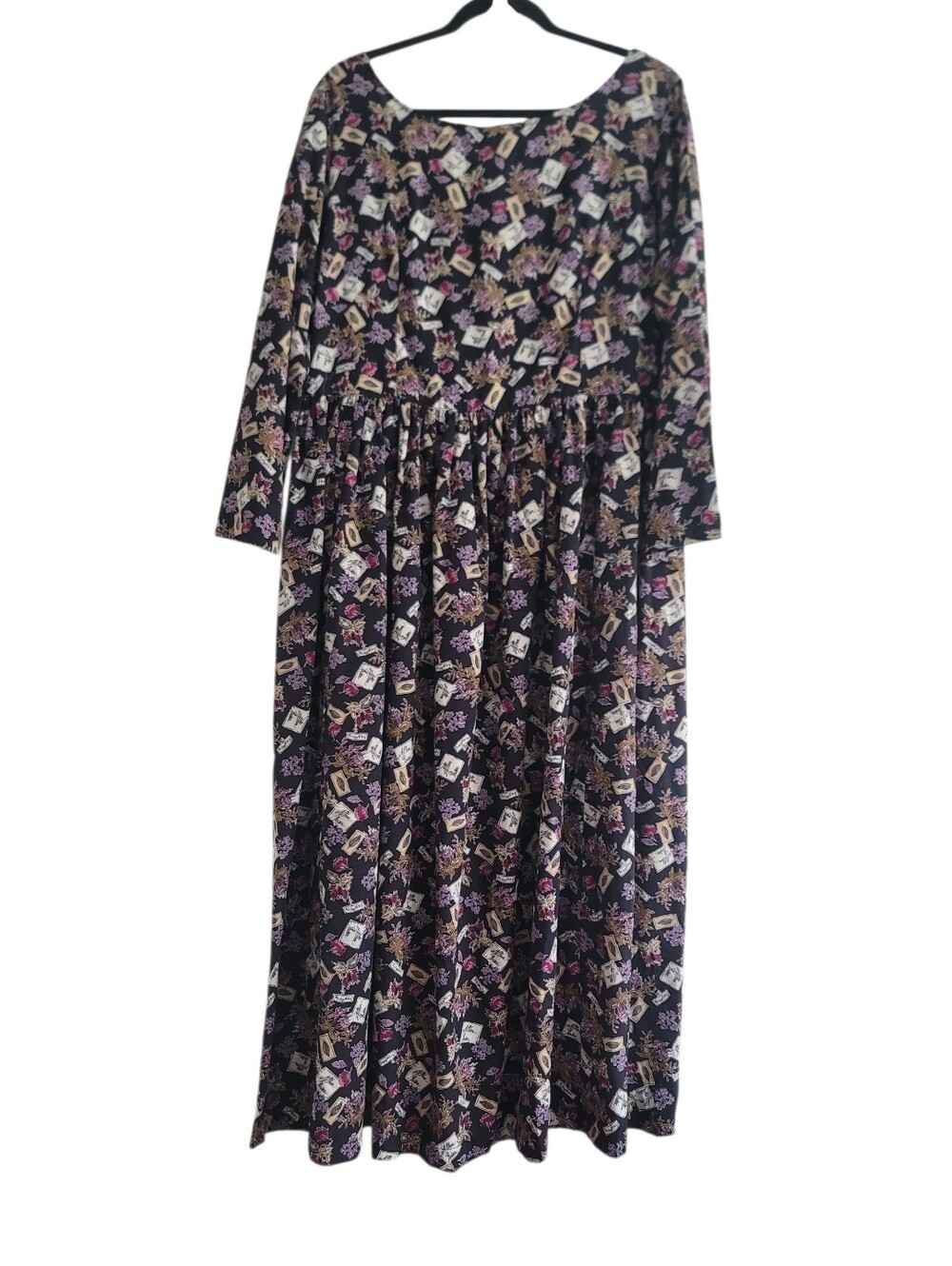 VTG Dark Floral Maxi‎ Dress Long Sleeve Size Medium California Chantel & Vicki